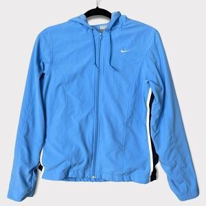 Nike Light Blue Full Zip Up Jacket Small Women’s Navy Stripes Pockets Hoodie